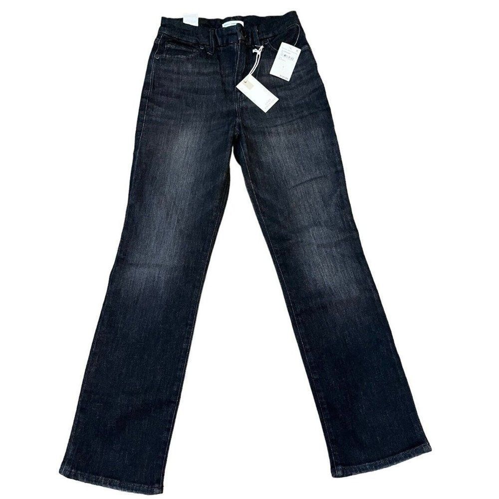 Good American Straight Good Legs Stretch Denim Black 0 / 25 Cashmere Soft